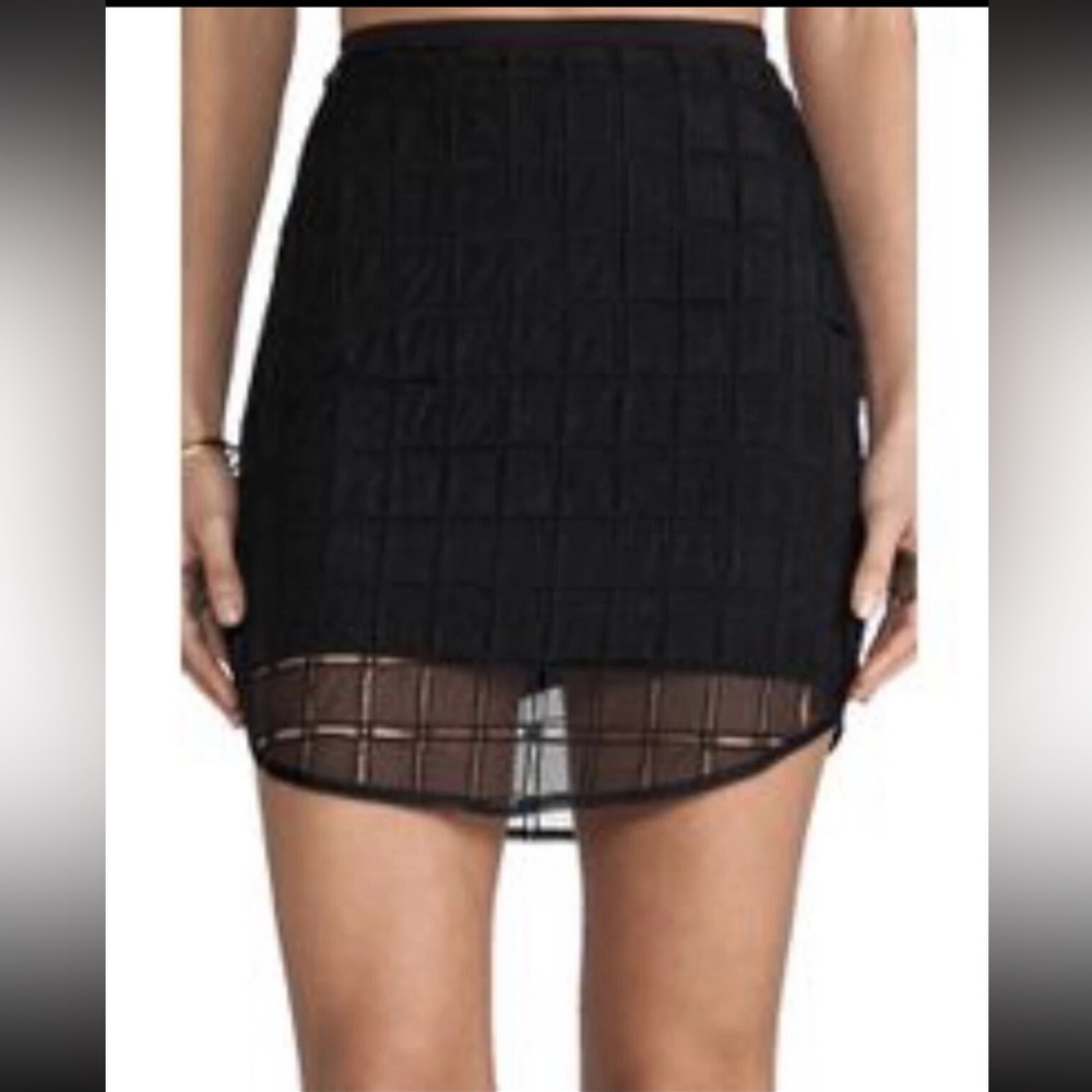 Line & Dot 100% Silk Organza Contrast Black Skirt Womens M